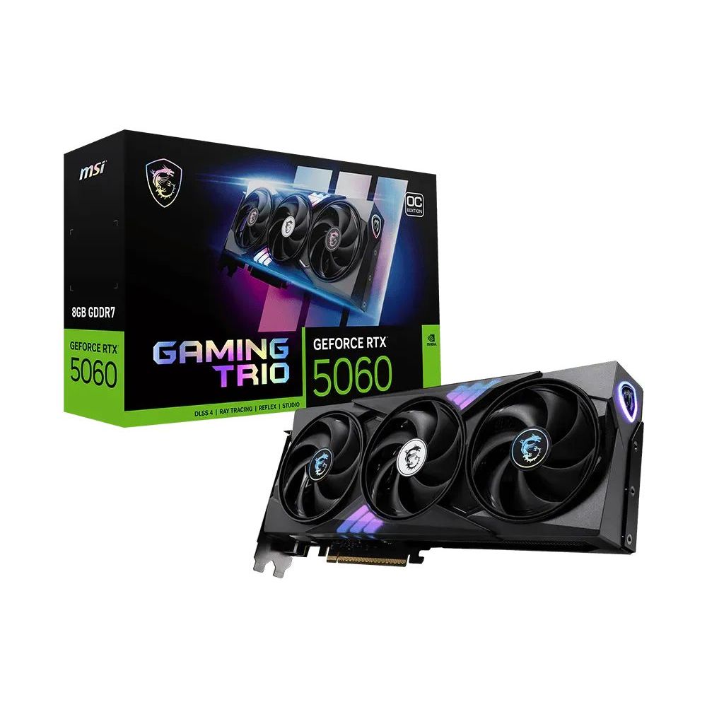 Placa de Vídeo NVIDIA GeForce MSI RTX5060 Gaming Trio Oc 8gb Gddr7 128 Bits - 912-V537