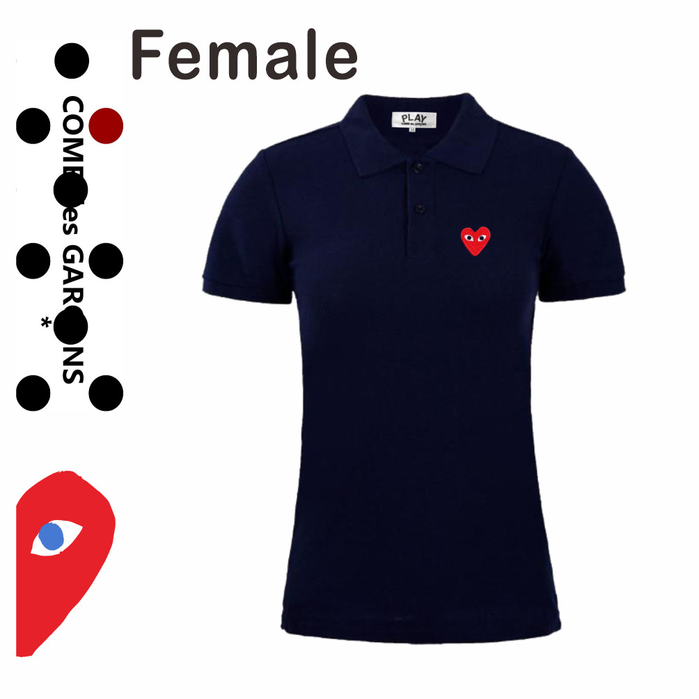 Jogar Camisa Polo Feminina Algodão Bordado Coração Design Macio Respirável Manga Curta Casual Wear 6NWMPOLO-TC