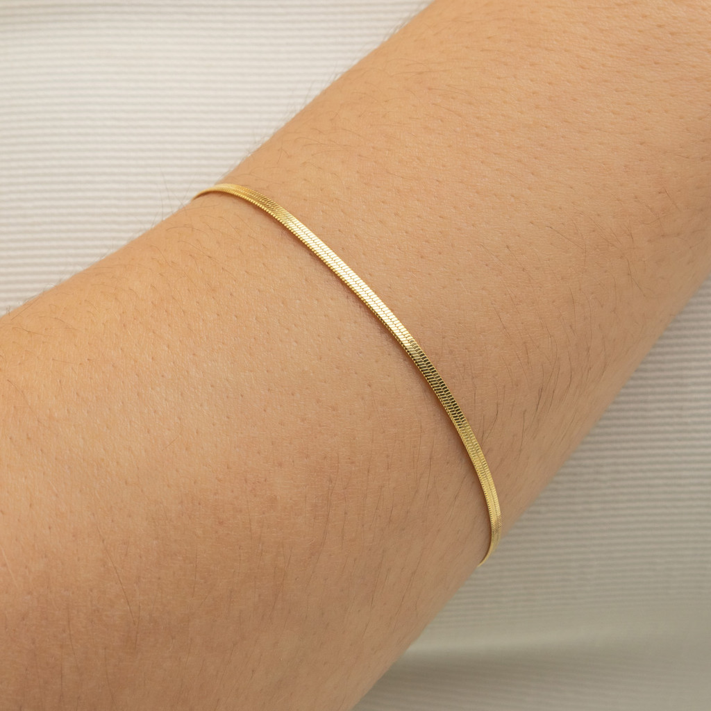 Pulseira Malha Fita 2 mm Banhada a Ouro 18K - D France Semijóias