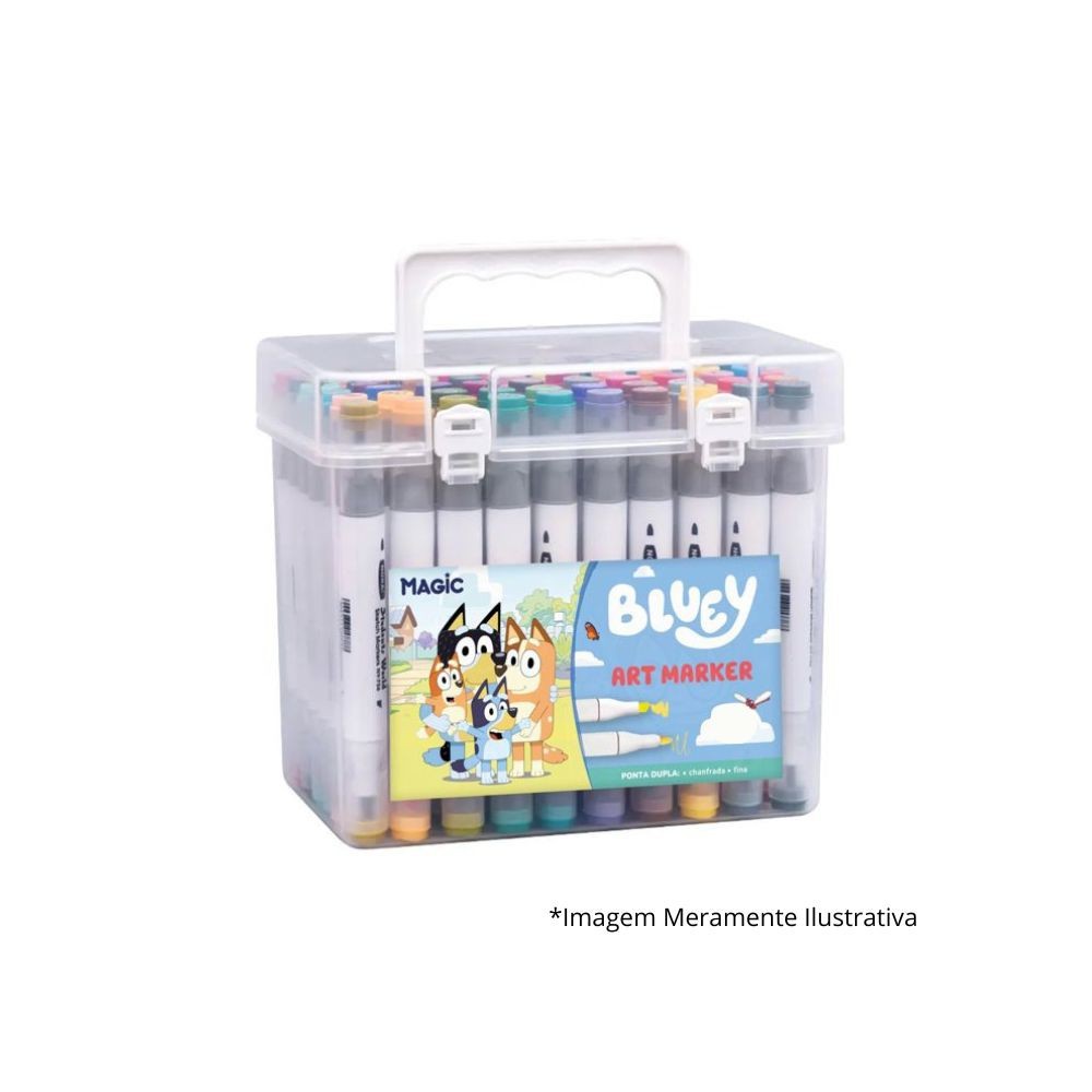 Kit Canetinha Touch Bluey 24 Cores Art Marker - Canetas de Ponta Dupla