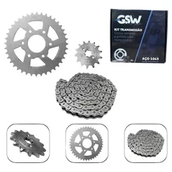 Kit Relação Completo Coroa/Pinhao/Corrente Bajaj Dominar 200 Todos Os Anos Reforçado Aço 1045