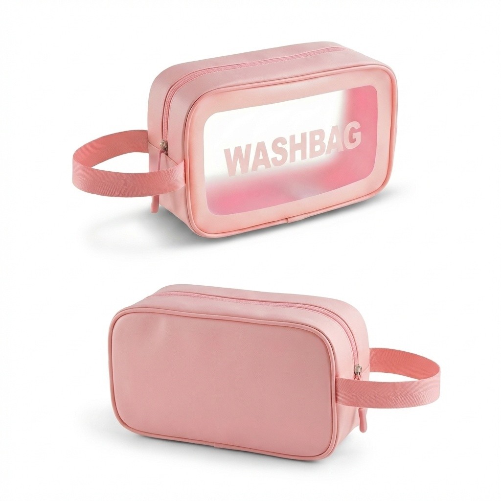 Bolsa Organizadora Transparente C18 Para Cosméticos E Maquiagem Impermeável Com Alça Prática