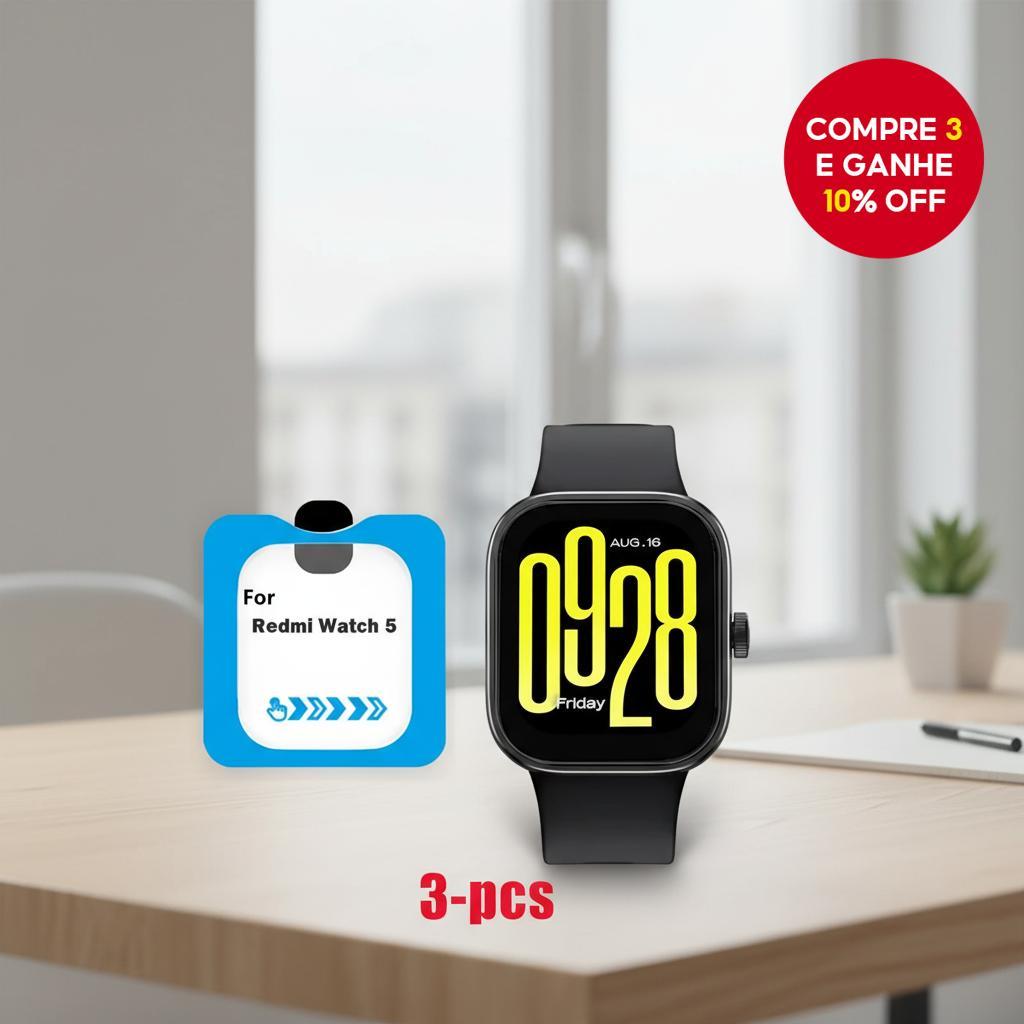 Película de Vidro Temperado Transparente Quick Fit para Redmi Watch 5 Active Lite Proteção de Tela HD