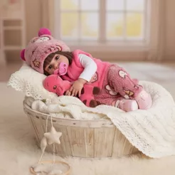 Bebê Reborn Boneca Realista Silicone Girafinha Mamãe Reborn Roupa Brilha Pelúcia Mamadeira Fralda - 45cm!