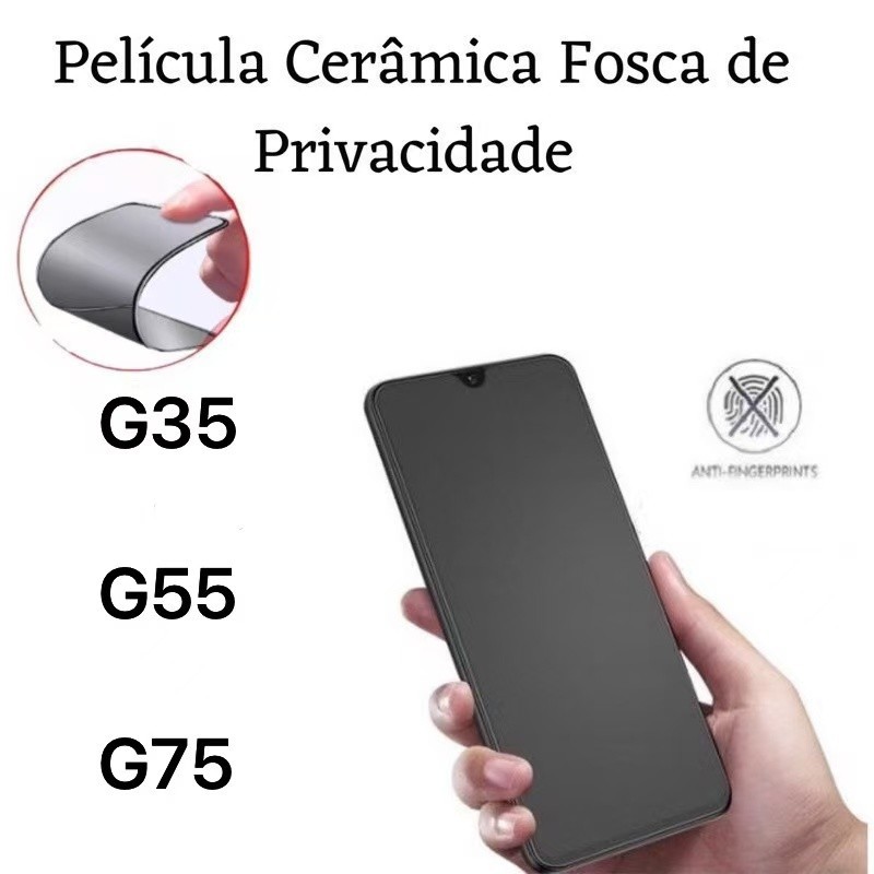 Kit Película Cerâmica Fosca Privacidade Para Motorola Moto G35/ G55 / G75 /