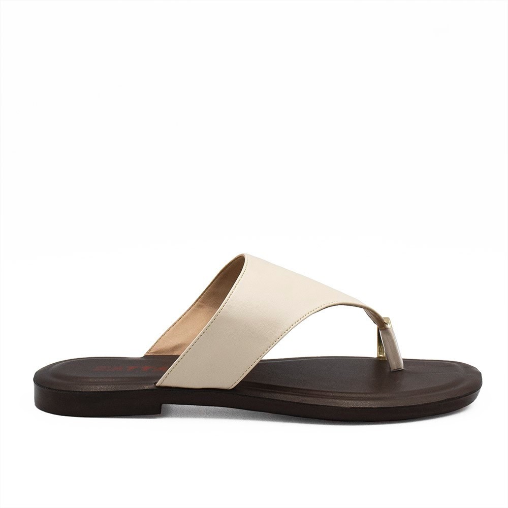 Rasteira de Dedo Metal Zatta  Alaide Off White em Oferta na Shopee