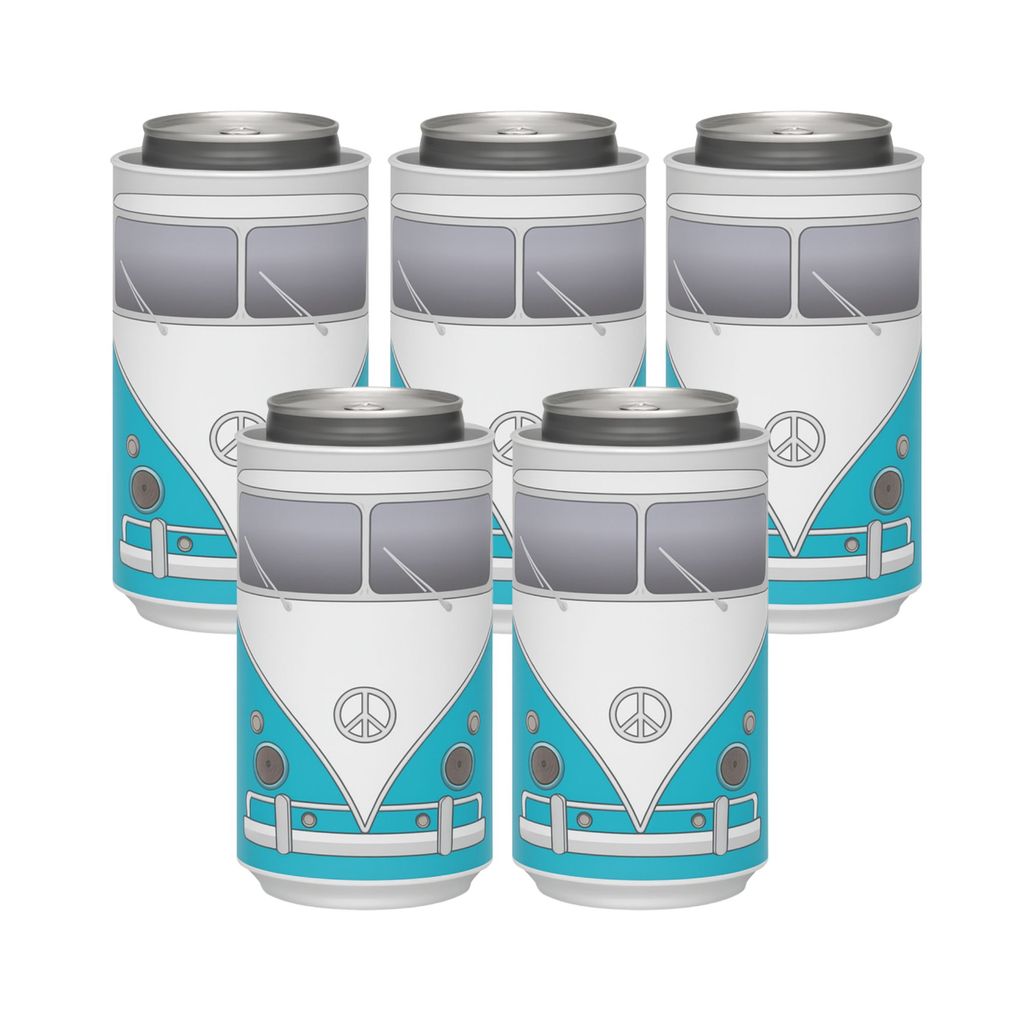 Kit 5 Porta Latas E Long Necks Kombi 12 Em 1 Doze Beer Alumiart Aço E Plástico Injetado