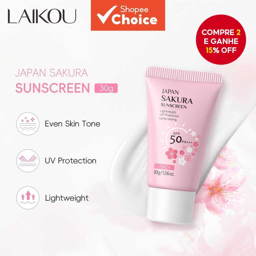 L AIKOU Sakura W Batendo Protetor Solar Proteção UV SPF50 PA + + Leve Iluminando O Tom Da Pele 30g em Oferta na Shopee