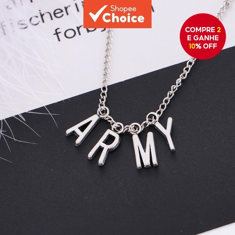 Novo Colar de Letra ARMY em Aço Inoxidável do Modelo Pessoal do BTS Park Jimin Fashion em Oferta na Shopee