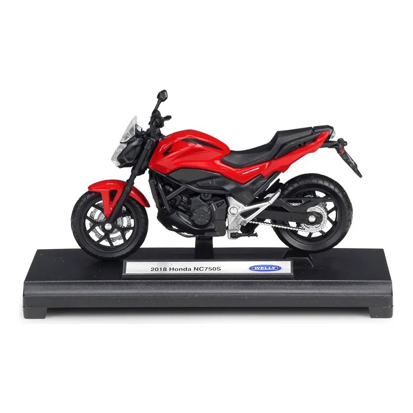 Miniatura Moto Honda NC750S 2018 C/ Base Welly 1:18 Vermelha