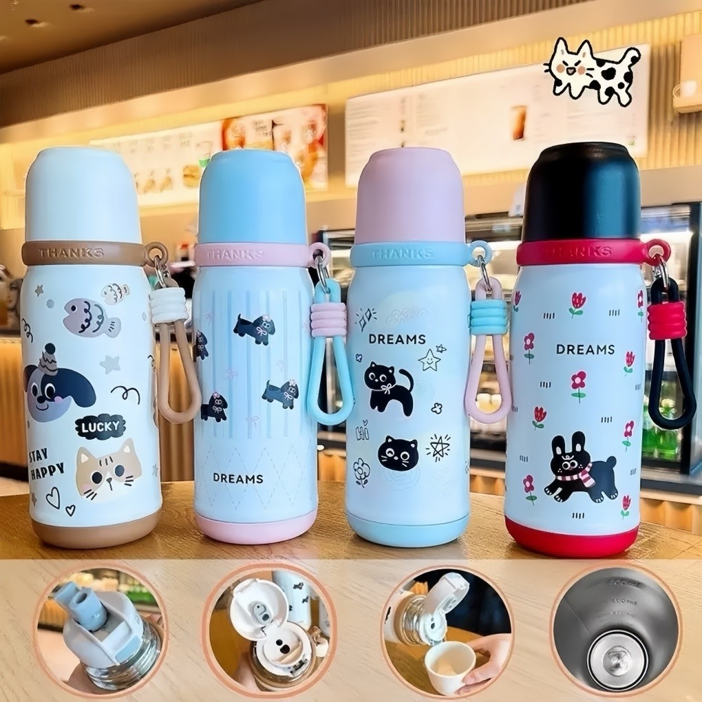 Garrafa Térmica Infantil 500ml Aço Inox com Canudo Bico Duplo Antivazamento em Oferta na Shopee