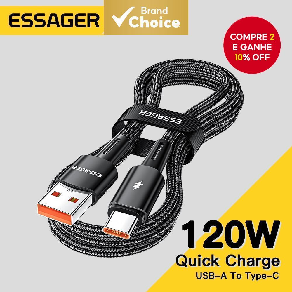 Cabo De Carga Rápida Essager 120W Super Tipo C 6A USB Para Xiaomi 12Pro K50 67W 11Pro em Oferta na Shopee