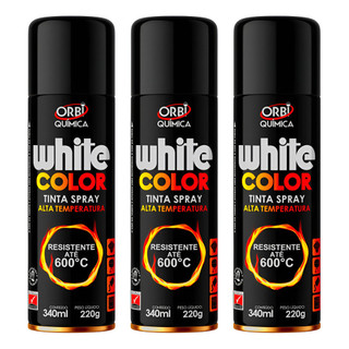 Kit 3 Tinta Spray Orbi Alta Temperatura 600ºC 340ml 220g Com Acabamento Fosco