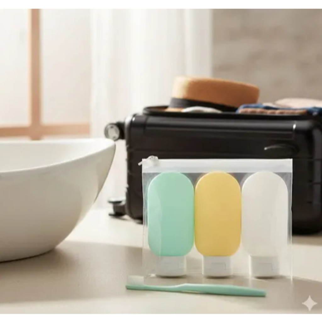 RICH -3 Frascos 60ML Plástico Com Estojo Transparente Útil Para Viagens Dispensador