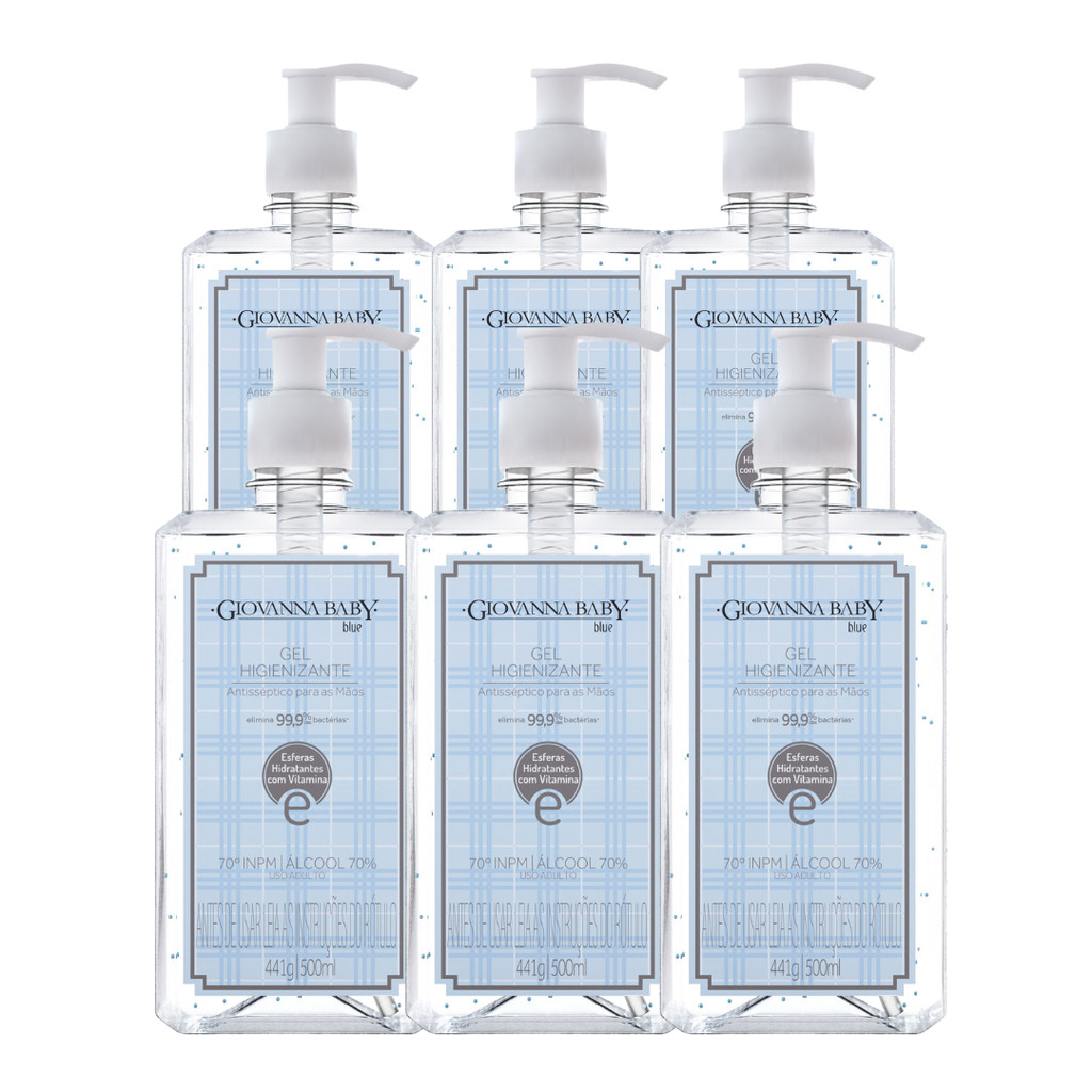 Kit C/6 Gel Higienizante Giovanna Baby Blue 500ml