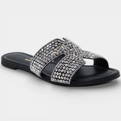 Rasteira Vizzano H Strass Feminina - Preto
