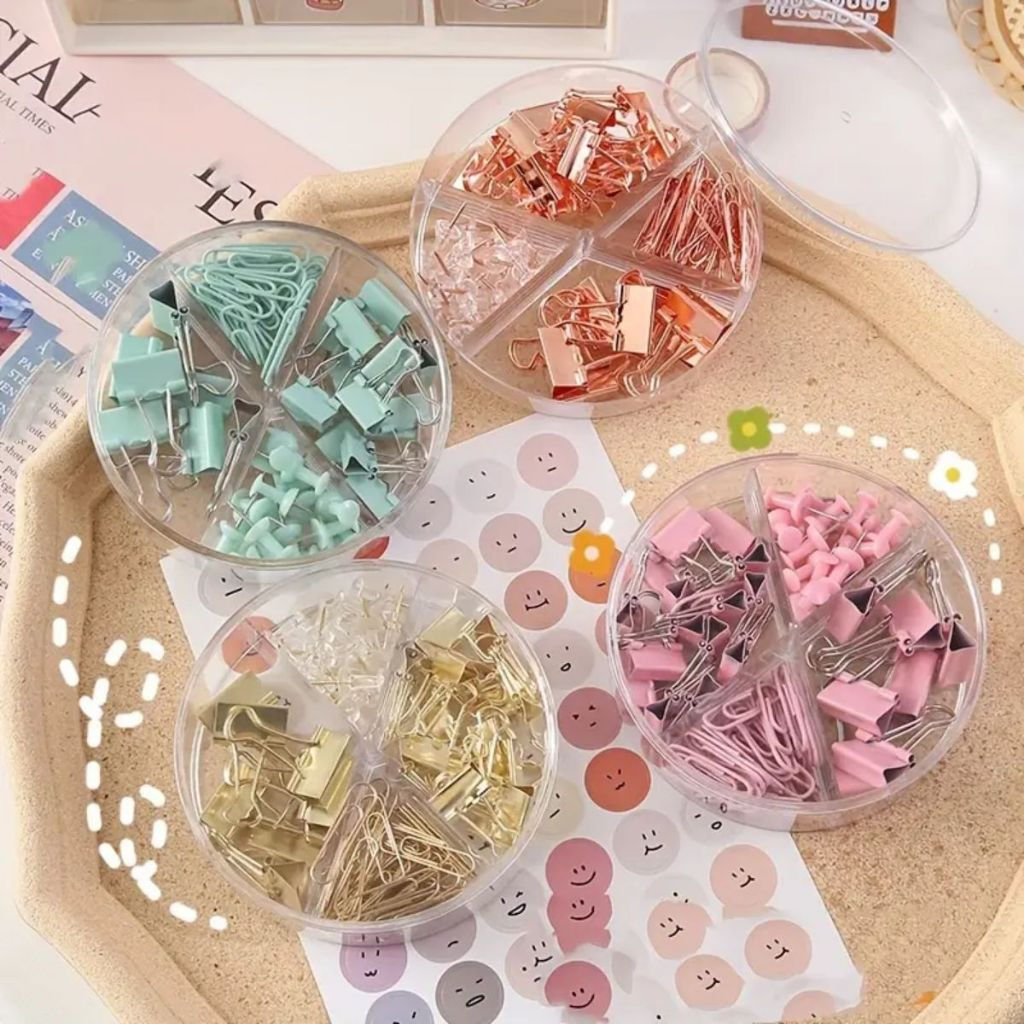 Kit Escritório Clips Alfinete Prendedor Tons Metálicos Kit Office Papelaria Escolar Fofo Grande em Oferta na Shopee