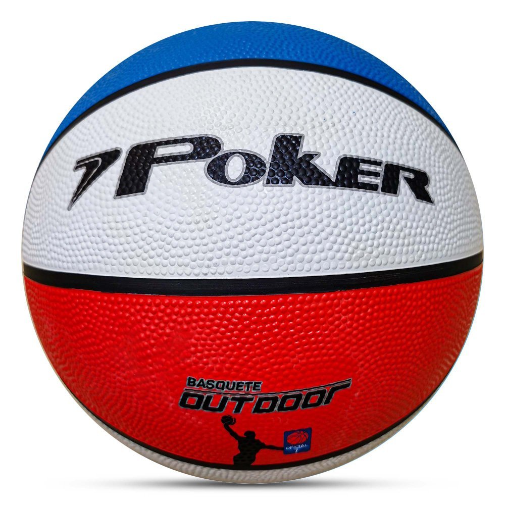 Bola Poker Basquete Outdoor Nº7 Oficial Borracha Resistente Antiderrapante Rua Quadra