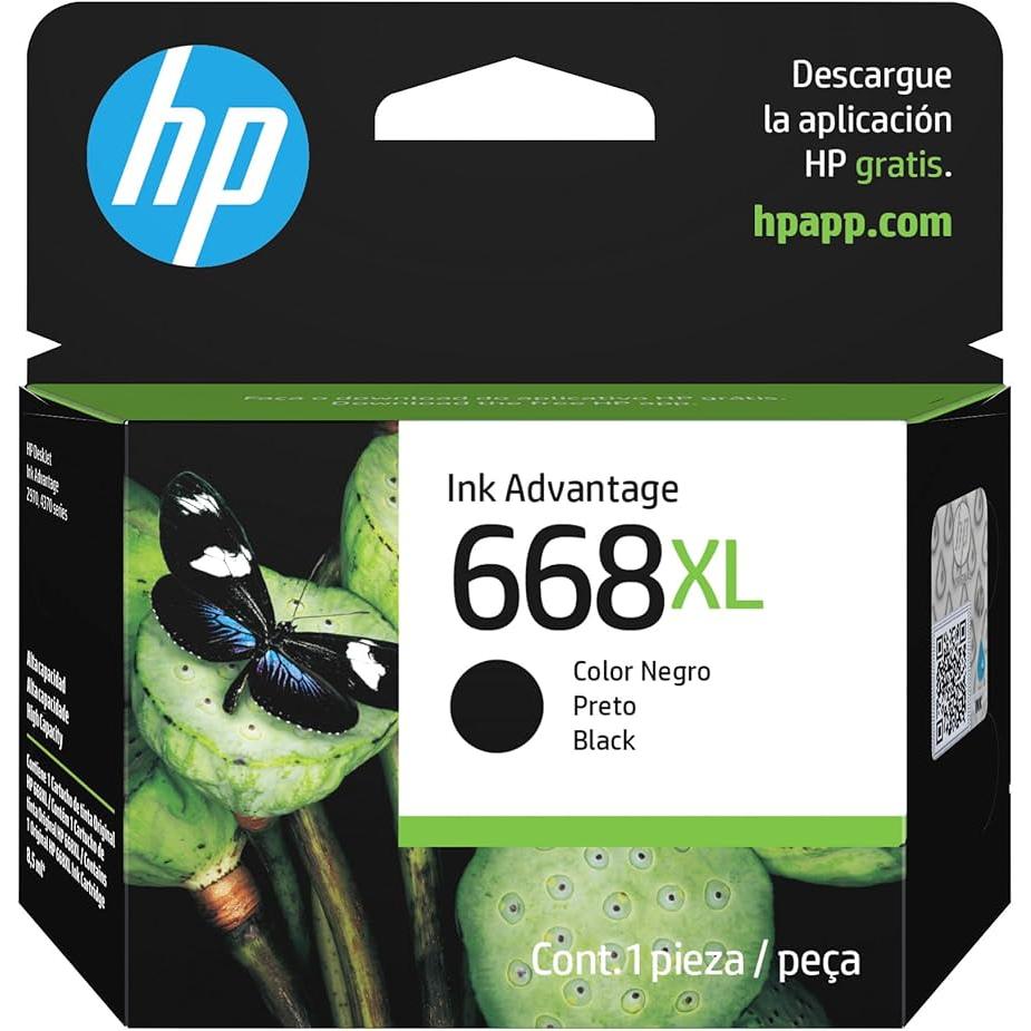 Cartucho de Tinta HP 668 XL Preto Original 7FP39VL Impressora Jato de Tinta DeskJet Ink