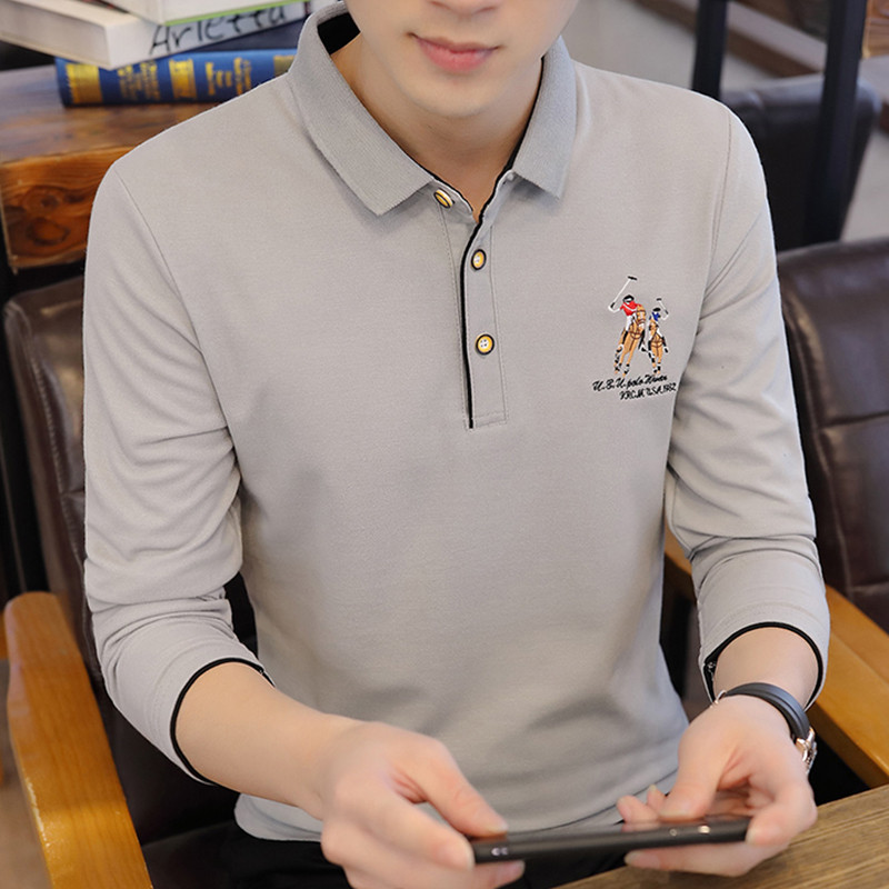 Camisa da moda masculina de manga comprida camisa polo 2024 outono nova camisa masculina negócios não-ferro Casual outon