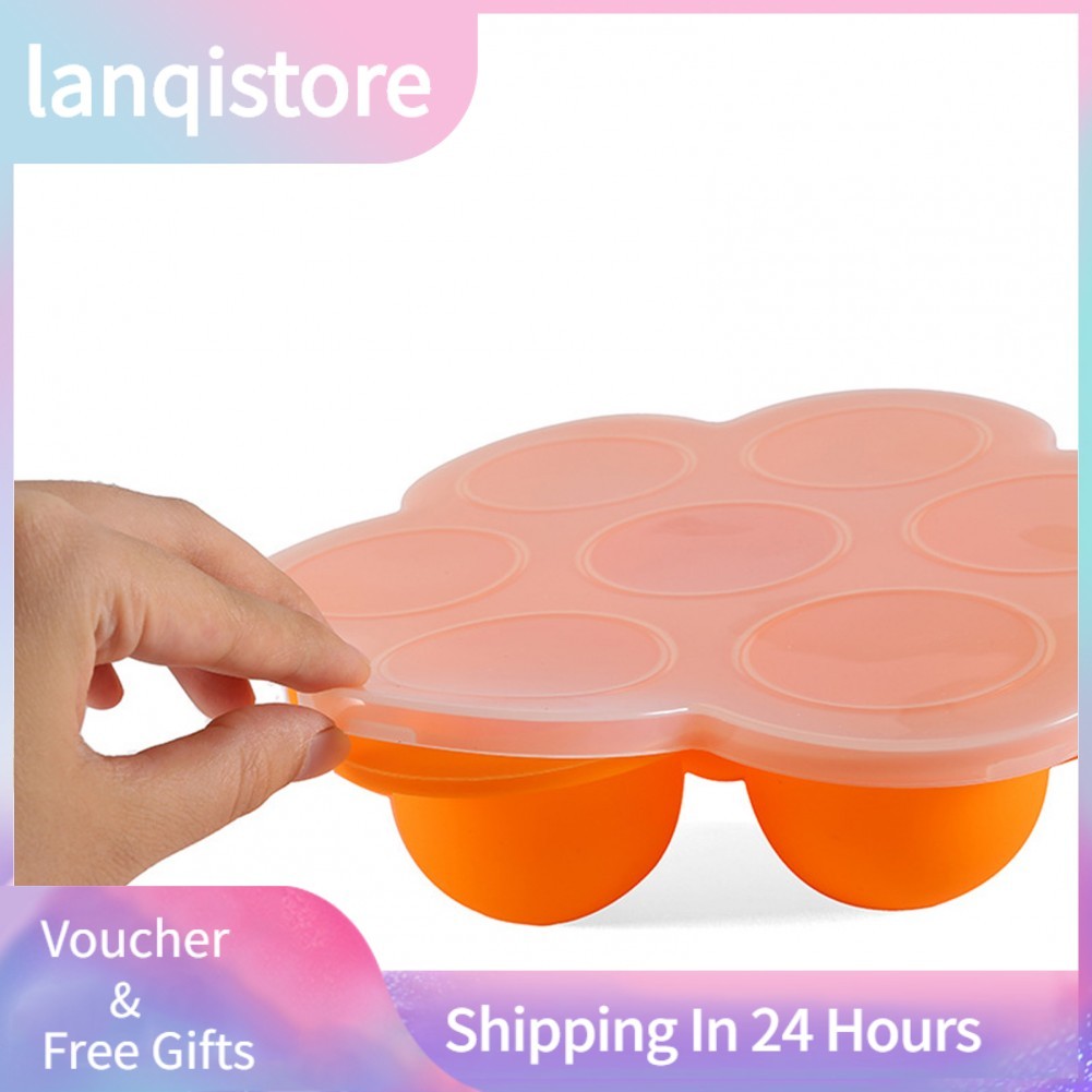 Lanqistore Bandeja de congelador de alimentos de silicone, segura para a saúde, moldes para mordida de ovo com 7 furos
