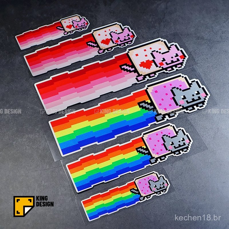 Adesivo Popular para Carro King, Adesivo de Gato Arco-Íris, Adesivo Criativo e Fofo Personalizado para Carro, Adesivo Re