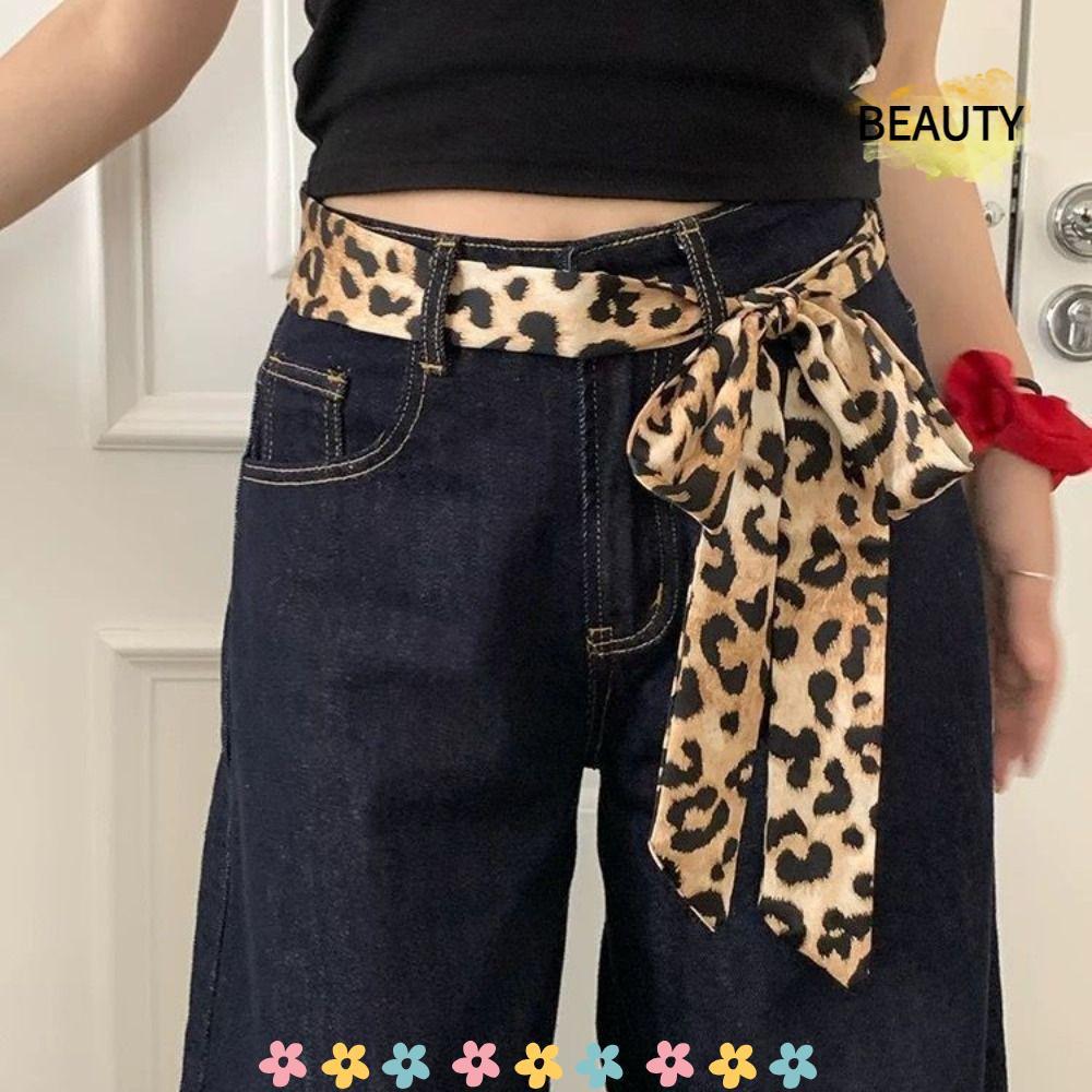 BEAUTYHOMEBR Lenço De Pescoço Longo , Bolinhas 195 * 4cm Leopardo , Estampa Cinto Feminino Estreito