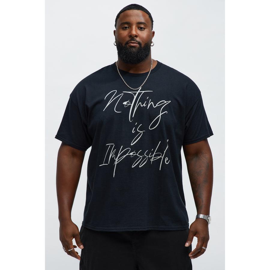 Camiseta Oversized Nothing Is Impossible Streetwear Casual Treino Academia Confortável 100% Algodão Premium