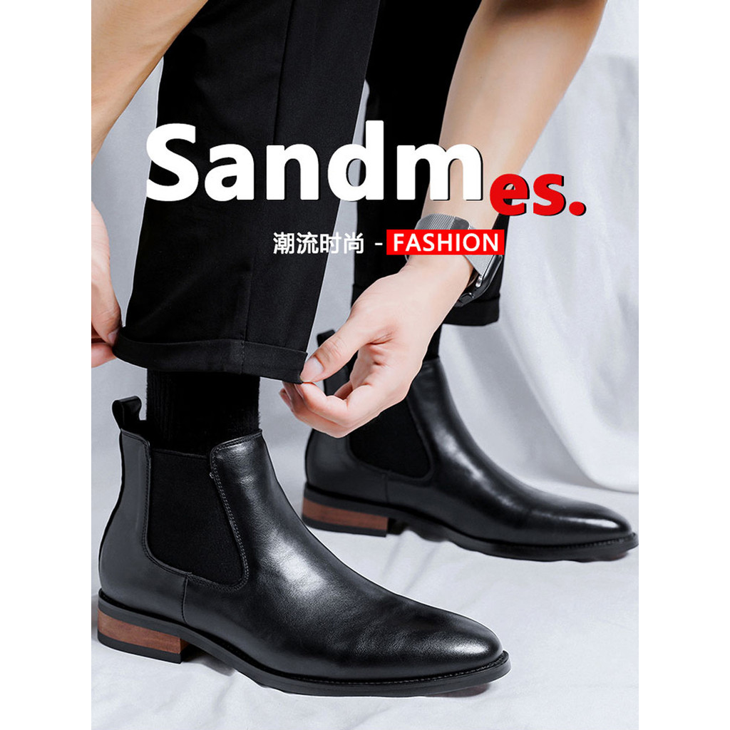 Chelsea botas masculinas botas de couro genuíno apontou Toe britânico Martin botas masculinas de alta qualidade negócios
