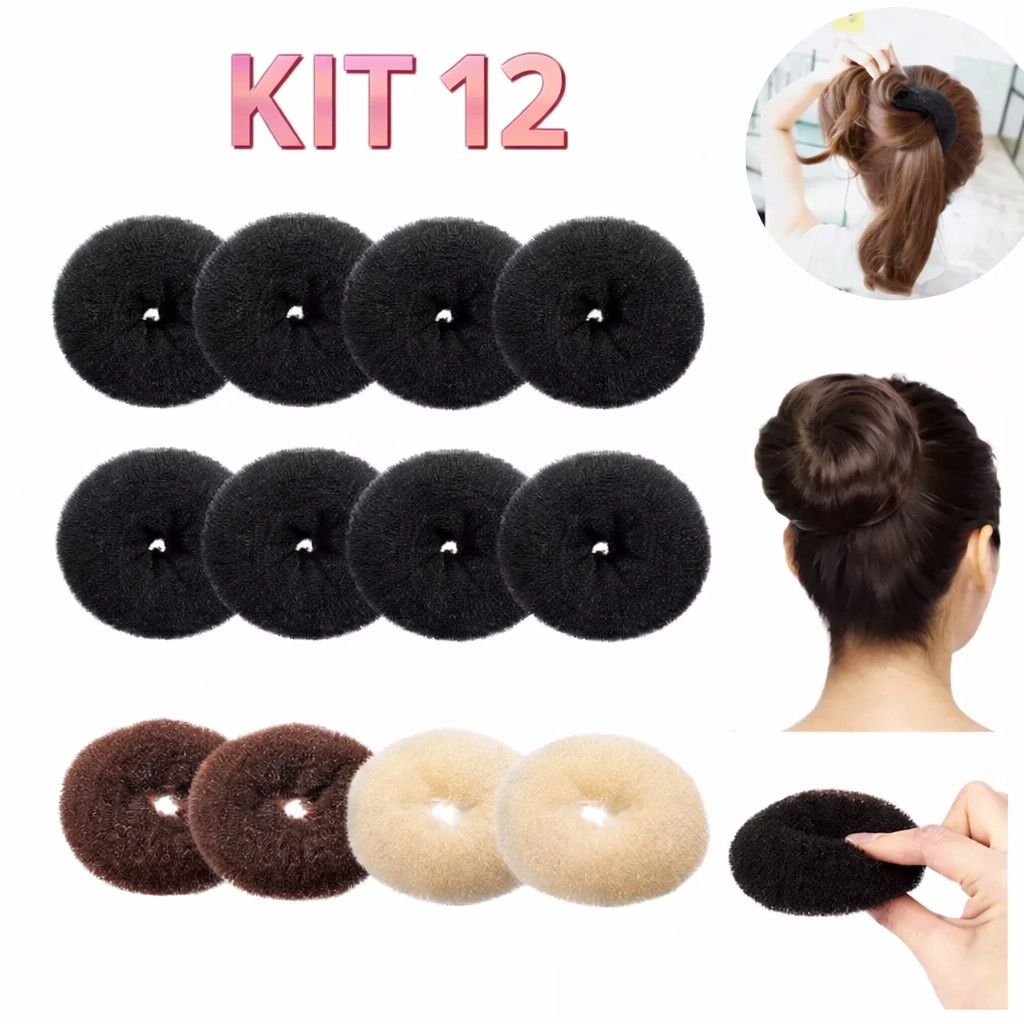 Kit 12 Acessórios para Cabelo – Rosquinha Mágica Modeladora de Coque | Coque Perfeito Fácil, Rápido