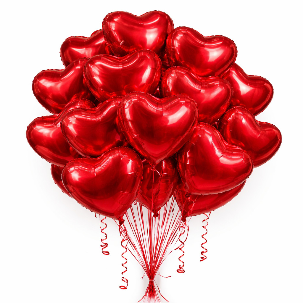 KIt 50 unidades-  Balão Metalizado Coração VERMELHO - 40cm -18 Polegadas P/Festa Decoração- Dia das Mães
