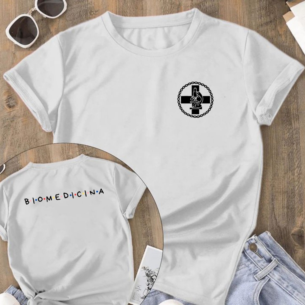 Camiseta Feminina Baby Look Masculina Uniseex  Biomedicina camisa Faculdade Profissão blusa 100% algodão