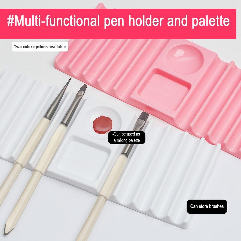 Suporte De Caneta De Plástico Com Formato Duplo , Para Ferramentas De Arte Em Unhas , Armazenamento De Escova De Extensã