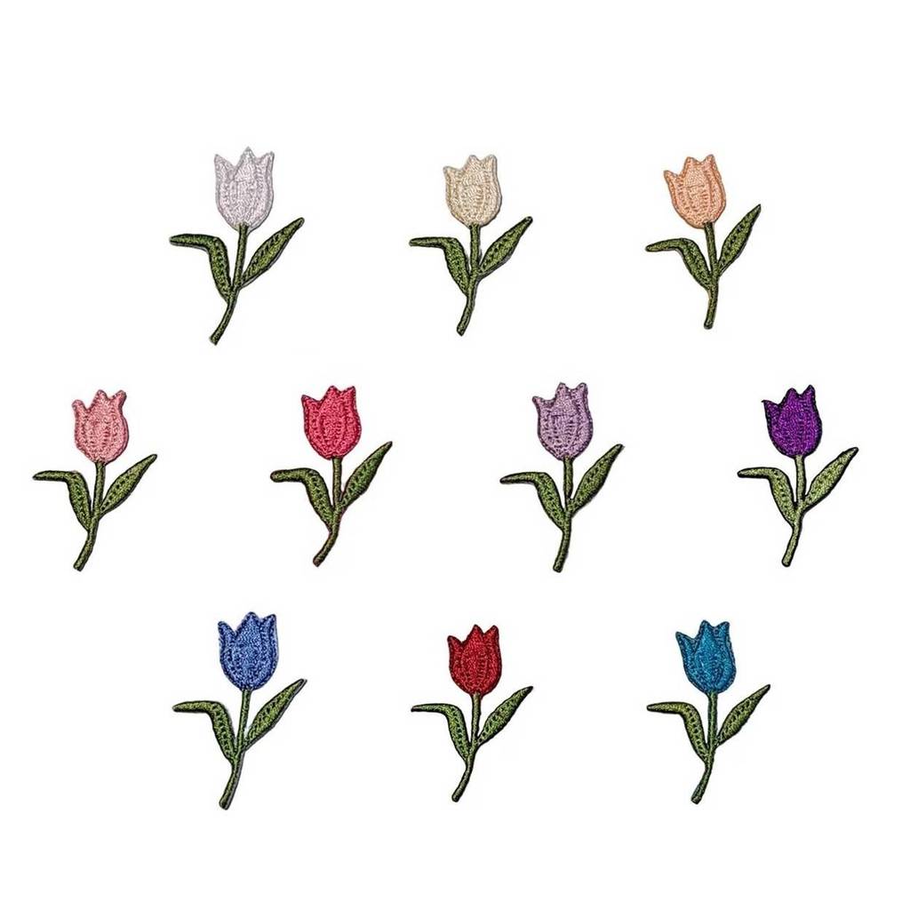 FLOR TULIPA  KIT 10 CORES PATCH APLIQUE BORDADO TERMOCOLANTE