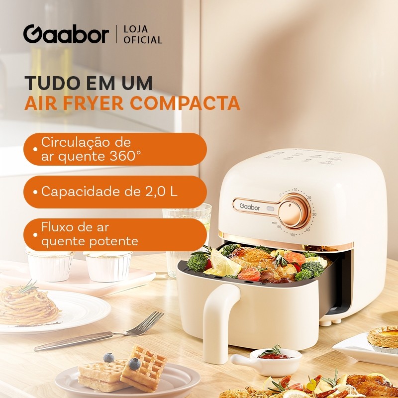 Gaabor - Fritadeira sem óleo - 1,4 litros - Timer - Pequena e conveniente - Fáci