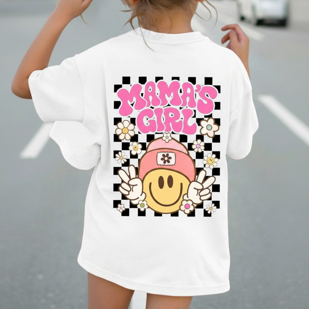T-shirt Infantil Menina Mama's Girl Algodão Várias Cores Camiseta Retro Blogueirinha Kids Blusa Fofa