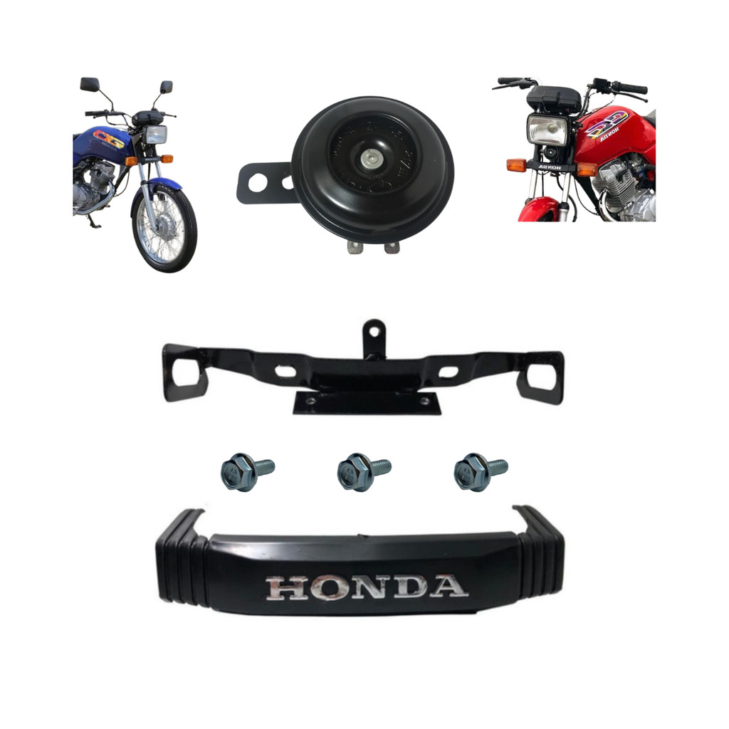 Suporte + Emblema Frontal + Buzina + Parafusos FIxar CG Today 1989 Á 1993 CG Titan125 1994 Á 1999