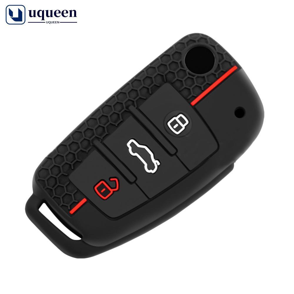 UQUEEN Silicone Chave Do Carro 3 Botões Casos Capa Chaveiro Proteção Fob Para Audi A1 A3 A6 C5 C6 Q3 Q2 Q7 R8 S3 S6 RS3 