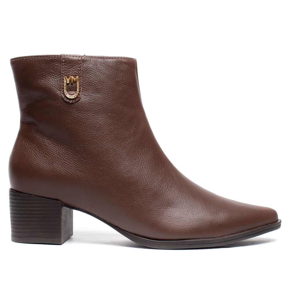 Bota Feminina Via Marte Cano Curto Couro Marrom Salto Grosso Casual