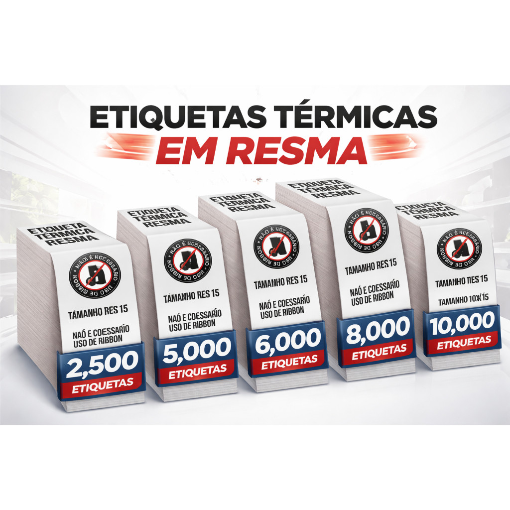 Etiqueta 10x15 (100x150) Térmica C/ Serrilha Resma 2500 a 10000 unidades