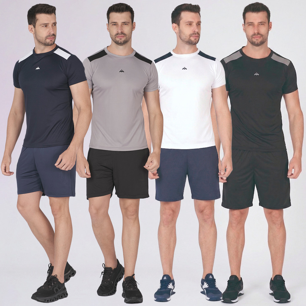 Kit 3 Camisetas Masculinas + 3 Bermudas Masculinas Dryfit com Elastano Academia ST9648-CJ1