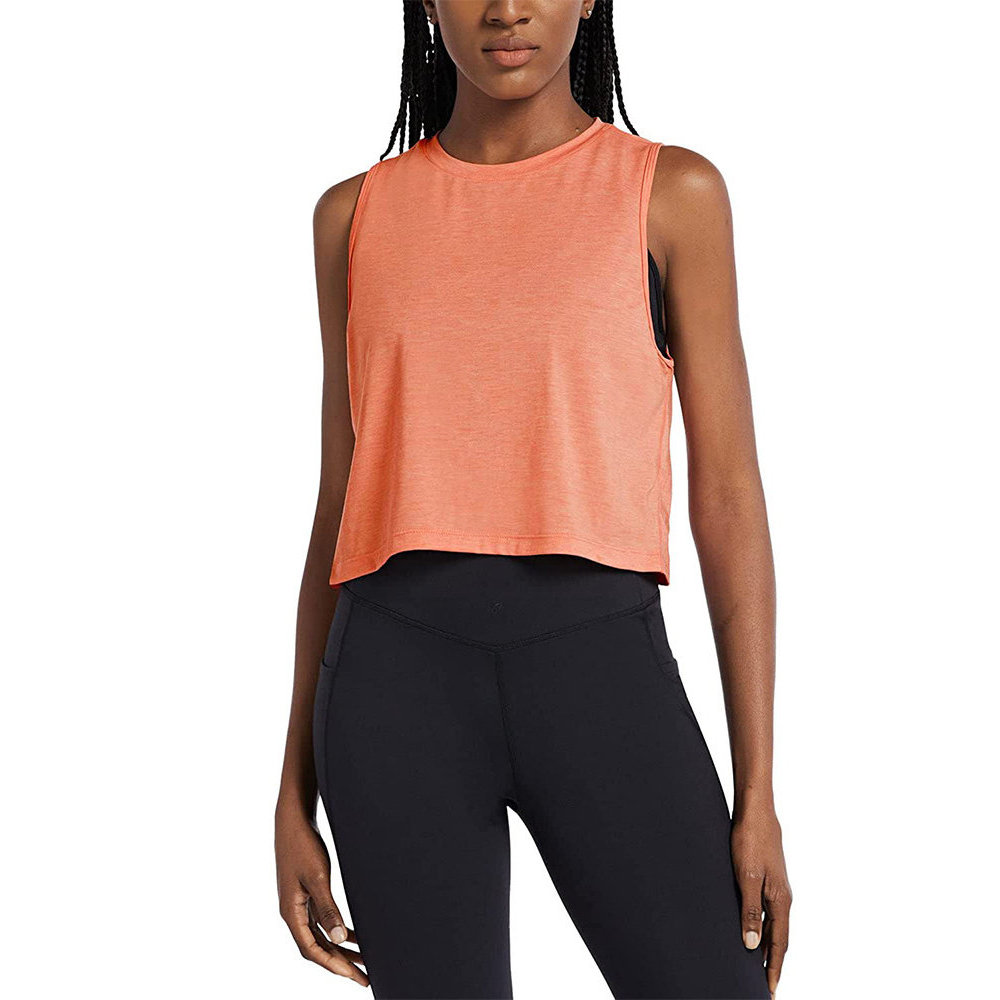 Em torno do pescoço sem mangas de secagem rápida esportes camiseta feminina lazer ao ar livre colete de Fitness respiráv