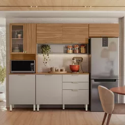 Cozinha Compacta Alba 6 Portas MDP com Vidro Demóbile