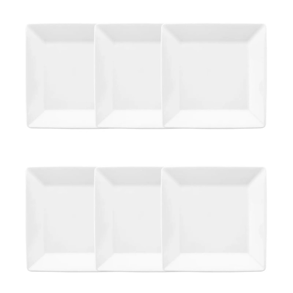 Conjunto com 6 Pratos De Sobremesa Porcelana Quartier White 20cm Oxford