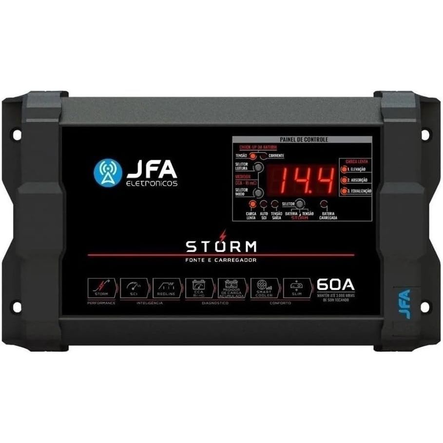 FONTE CARREGADOR DE BATERIA JFA 60 Ah STORM PLUS COM SCI