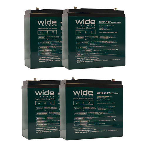 Kit 4 Bateria 12v 25ah Triciclo Scooter+autonomia Q 12v 20ah em Oferta na Shopee