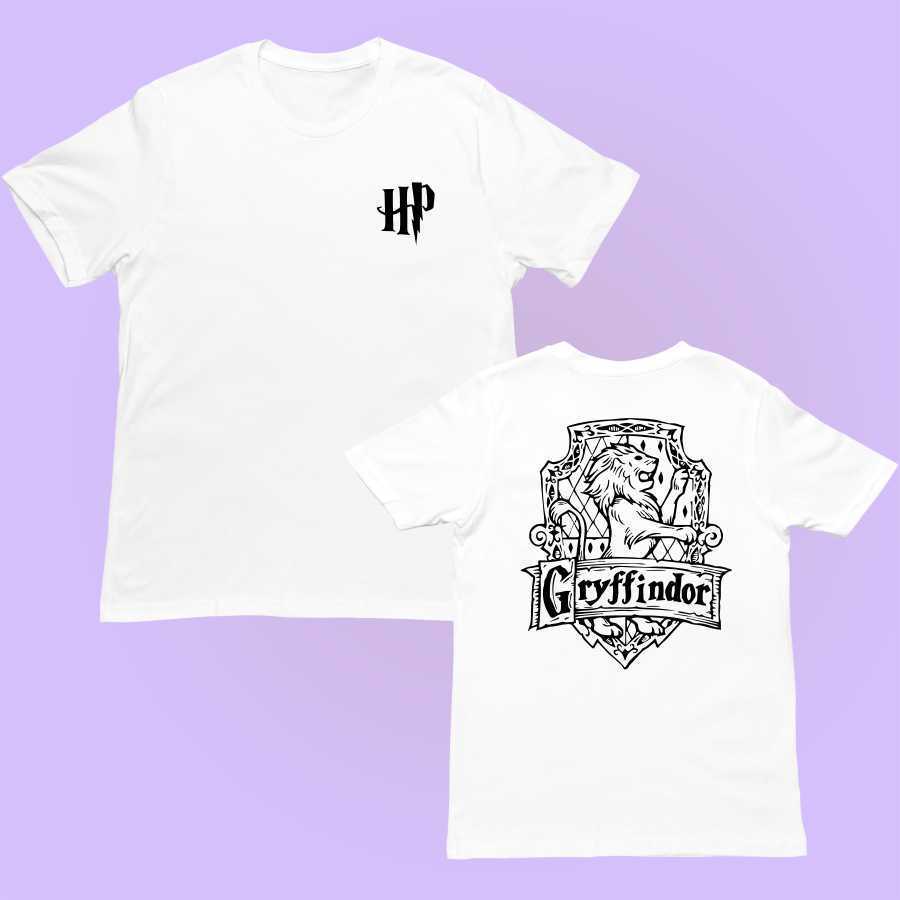 Camiseta Harry Potter Casas de Hogwarts Grifinória, Sonserina, Lufa-Lufa e Corvinal Blusa Unissex