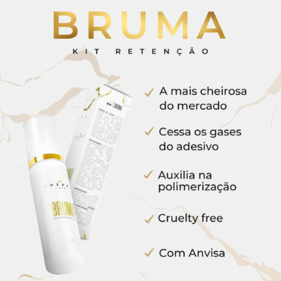 Kit Retenção Cherry Lash Bruma + Acelerador De Secagem + Finalizador Para Pós Extensão De Cílios