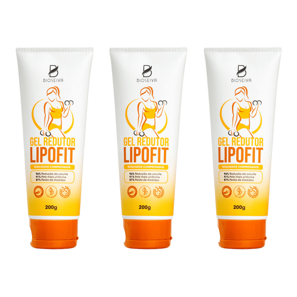 Kit 3 - Gel Redutor de Medidas Lipofit BioSeiva 200g – Redução de Celulite e Gordura Localizada