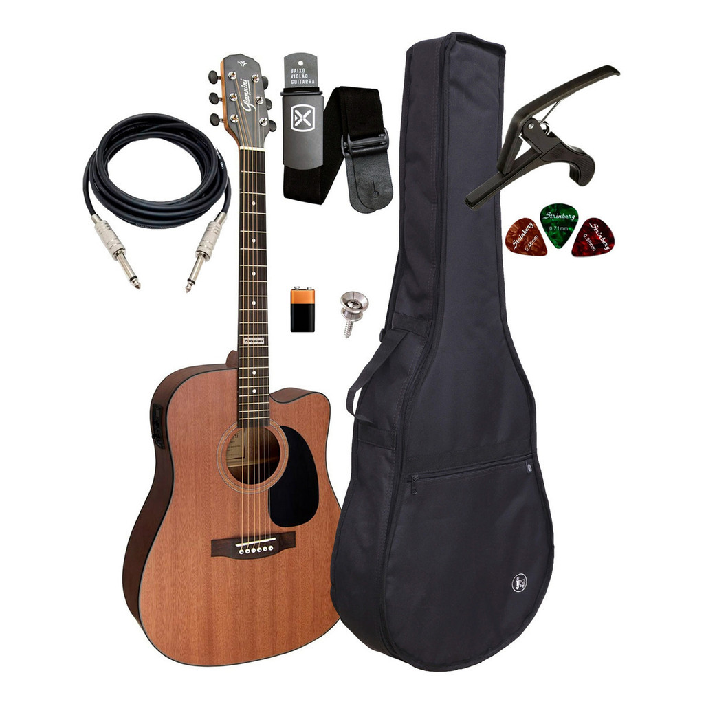 Violão Eletroacústico Giannini Gf1d Ws + Capa E Acessórios